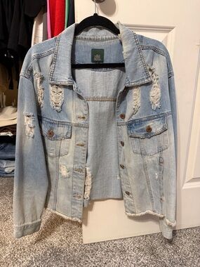 wild fable Light Blue Distressed Denim Jacket